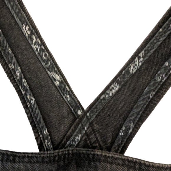 Free People Washed Black Denim Overall Dress Button Side Sz 2 - Picture 4 of 13